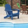 Folding Adirondack Chair;  Fire Pit Chair; Patio Outdoor Chairs All-Weather Proof HDPE Resin for BBQ Beach Deck Garden Lawn Backyard-Navy Blue