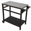 Outdoor Prep Dining Table; Movable Pizza Oven Stand;  Stainless Steel Patio Bar Cart; Patio Grilling Backyard BBQ Grill Cart