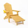 TALE Folding Adirondack Chair with Pullout Ottoman with Cup Holder;  Oversized;  Poly Lumber;   for Patio Deck Garden;  Backyard Furniture;  Easy to I