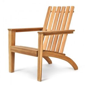 Outdoor Durable Patio Acacia Wood Adirondack Lounge Armchair (Color: Natural)