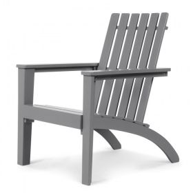 Outdoor Durable Patio Acacia Wood Adirondack Lounge Armchair (Color: Gray)