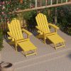 TALE Folding Adirondack Chair with Pullout Ottoman with Cup Holder;  Oversized;  Poly Lumber;   for Patio Deck Garden;  Backyard Furniture;  Easy to I