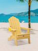 TALE Folding Adirondack Chair with Pullout Ottoman with Cup Holder;  Oversized;  Poly Lumber;   for Patio Deck Garden;  Backyard Furniture;  Easy to I