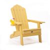 TALE Folding Adirondack Chair with Pullout Ottoman with Cup Holder;  Oversized;  Poly Lumber;   for Patio Deck Garden;  Backyard Furniture;  Easy to I