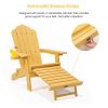 TALE Folding Adirondack Chair with Pullout Ottoman with Cup Holder;  Oversized;  Poly Lumber;   for Patio Deck Garden;  Backyard Furniture;  Easy to I