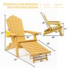 TALE Folding Adirondack Chair with Pullout Ottoman with Cup Holder;  Oversized;  Poly Lumber;   for Patio Deck Garden;  Backyard Furniture;  Easy to I