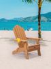 TALE Folding Adirondack Chair with Pullout Ottoman with Cup Holder;  Oversized;  Poly Lumber;   for Patio Deck Garden;  Backyard Furniture;  Easy to I