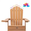 TALE Folding Adirondack Chair with Pullout Ottoman with Cup Holder;  Oversized;  Poly Lumber;   for Patio Deck Garden;  Backyard Furniture;  Easy to I