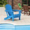 Folding Adirondack Chair;  Fire Pit Chair; Patio Outdoor Chairs All-Weather Proof HDPE Resin for BBQ Beach Deck Garden Lawn Backyard-Navy Blue