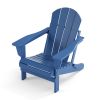 Folding Adirondack Chair;  Fire Pit Chair; Patio Outdoor Chairs All-Weather Proof HDPE Resin for BBQ Beach Deck Garden Lawn Backyard-Navy Blue