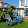 Folding Adirondack Chair;  Fire Pit Chair; Patio Outdoor Chairs All-Weather Proof HDPE Resin for BBQ Beach Deck Garden Lawn Backyard-Navy Blue