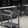 Outdoor Prep Dining Table; Movable Pizza Oven Stand;  Stainless Steel Patio Bar Cart; Patio Grilling Backyard BBQ Grill Cart