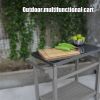 Outdoor Prep Dining Table; Movable Pizza Oven Stand;  Stainless Steel Patio Bar Cart; Patio Grilling Backyard BBQ Grill Cart