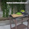 Outdoor Prep Dining Table; Movable Pizza Oven Stand;  Stainless Steel Patio Bar Cart; Patio Grilling Backyard BBQ Grill Cart