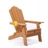 TALE Folding Adirondack Chair with Pullout Ottoman with Cup Holder; Oaversized; Poly Lumber; for Patio Deck Garden; Backyard Furniture; Easy to Instal