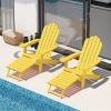 TALE Folding Adirondack Chair with Pullout Ottoman with Cup Holder;  Oversized;  Poly Lumber;   for Patio Deck Garden;  Backyard Furniture;  Easy to I