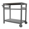 Outdoor Prep Dining Table; Movable Pizza Oven Stand;  Stainless Steel Patio Bar Cart; Patio Grilling Backyard BBQ Grill Cart