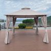 10x10 Ft Outdoor Patio Garden Gazebo Canopy, Outdoor Shading, Gazebo Tent With Curtains