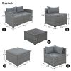 9-piece Outdoor Patio Large Wicker Sofa Set, Rattan Sofa set for Garden, Backyard,Porch and Poolside, Black wicker, Beige Cushion