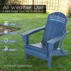 Folding Adirondack Chair;  Fire Pit Chair; Patio Outdoor Chairs All-Weather Proof HDPE Resin for BBQ Beach Deck Garden Lawn Backyard-Navy Blue