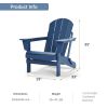 Folding Adirondack Chair;  Fire Pit Chair; Patio Outdoor Chairs All-Weather Proof HDPE Resin for BBQ Beach Deck Garden Lawn Backyard-Navy Blue