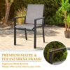 MEOOEM Patio Dining Set  Outdoor Furniture Bistro Metal Table Side Table and Metal Stackable Chairs;  Black