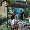 Outdoor Grill Gazebo 8 x 5 Ft;  Shelter Tent;  Double Tier Soft Top Canopy and Steel Frame with hook and Bar Counters