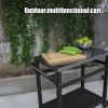 Outdoor Prep Dining Table; Movable Pizza Oven Stand;  Stainless Steel Patio Bar Cart; Patio Grilling Backyard BBQ Grill Cart