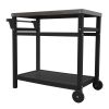 Outdoor Prep Dining Table; Movable Pizza Oven Stand;  Stainless Steel Patio Bar Cart; Patio Grilling Backyard BBQ Grill Cart