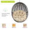 Wicker Basket Swing Chair;  Hanging Egg Chairs with Durable Stand and Waterproof Cushion for Outdoor Patio