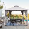 10x10 Ft Outdoor Patio Garden Gazebo Canopy, Outdoor Shading, Gazebo Tent With Curtains