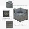 9-piece Outdoor Patio Large Wicker Sofa Set, Rattan Sofa set for Garden, Backyard,Porch and Poolside, Black wicker, Beige Cushion